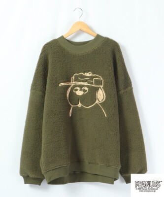 [US Tax Paid] Snoopy Sweatshirt BIG Boa Olaf Langarm Stickerei PEANUTS NEU