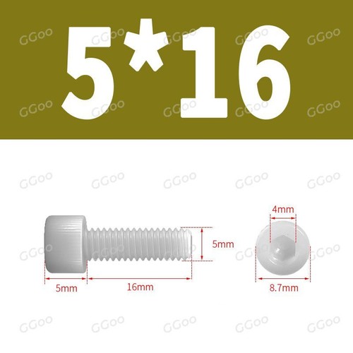 M3 M4 M5 M6 M8 M10 M12 Cap Head Screws Hex Socket Allen Key Bolts Nylon DIN 912 - Picture 28 of 89