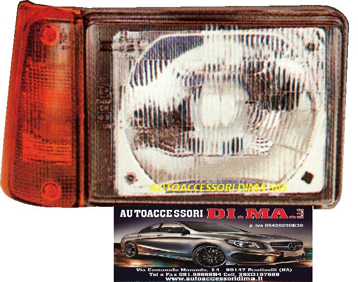 FARO FANALE PROIETTORE DX FIAT PANDA DAL 1986 AL 2003 FANALINO ARANCIO NUOVO