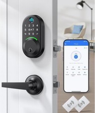 Keypad Door Lock with Handle Set: Fingerprint Deadbolt Smart Lock with 2 Levers