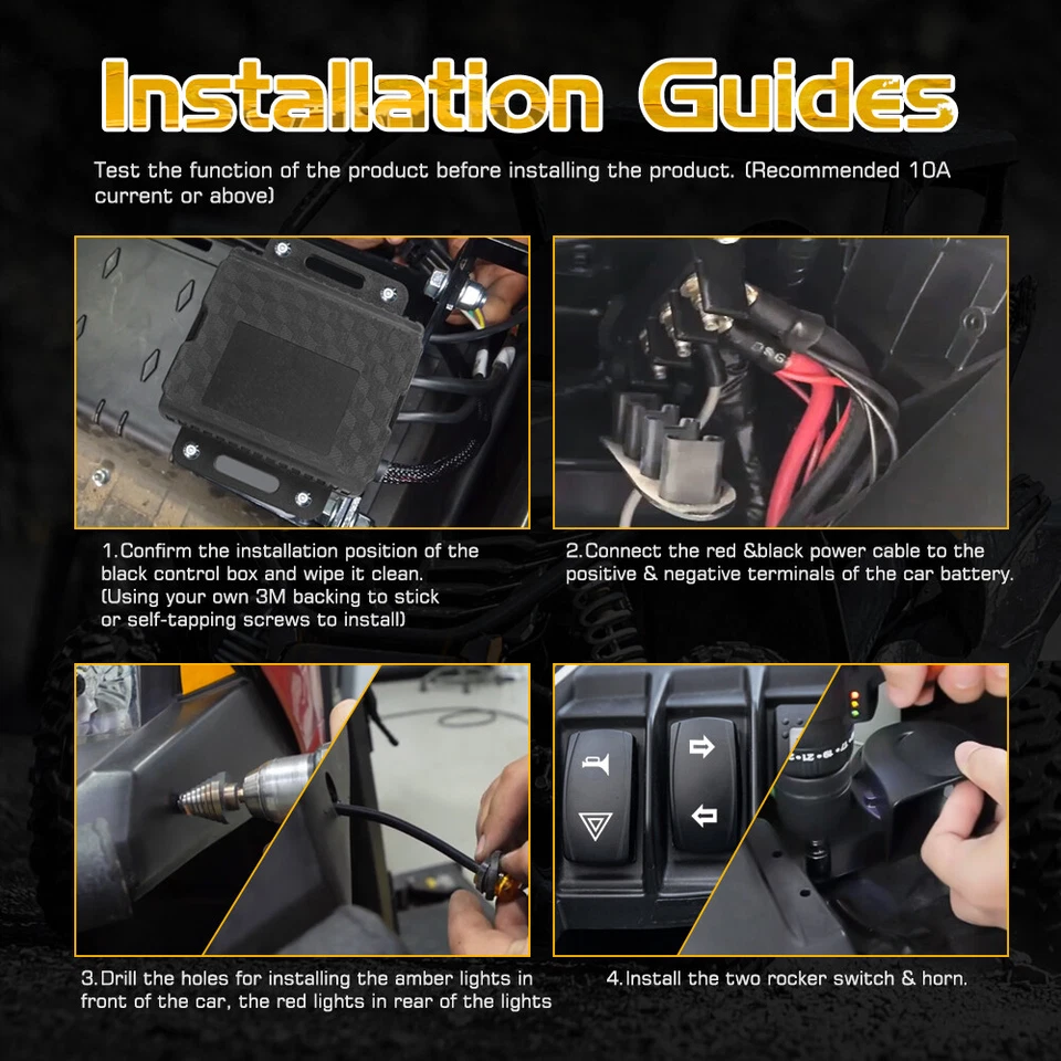 For 2016-2023 Can-Am Defender HD5 HD7 HD8 HD9 HD10 UTV Turn Signal Kit 4x Lights - Image 3 of 4