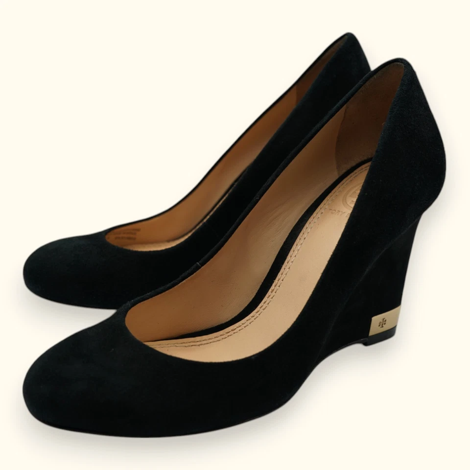 Zapatos de gamuza Tory Burch Astoria Wedge Lancaster talla 6M ~ tacón 3,5" Foto 3 de 4