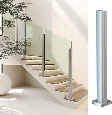 Silver Glass Balustrade Railing Post for Steps Balconies Staircases Decks 37.4''