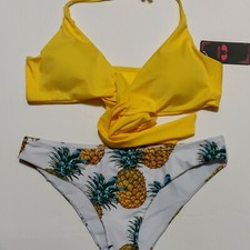 NWT Shekini women's M 2 pc. swimsuit multicolor halter top and bikini bottom