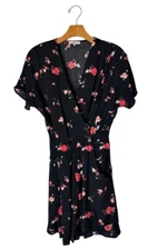 FRNCH Paris Dress Women Small Black Red Floral Print Fit And Flare Mini Boho