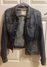 Woman Garage Washed Blue Denim Jacket Size Large