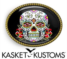 Day of the Dead Belt Buckle - Traditional Sugar Skull Handmade Belt Buckle - 55