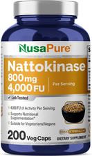 NusaPure Nattokinase 4000 FU 200 Veggie Capsules Non-GMO  Gluten Free
