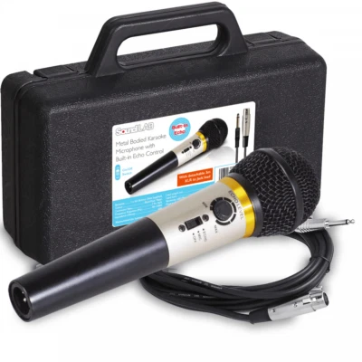 MR ENTERTAINER SoundLAB Dynamic Vocal Microphone Echo Effect DJ Karaoke + Mic Lead & Case