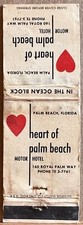 Heart of Palm Beach Motor Hotel Palm Beach FL Florida Vintage Matchbook Cover