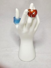 2 Beautiful Hand-Blown Art Glass Rings. Both Size 8
