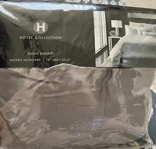 Hotel Collection Jacquard QUEEN Bedskirt Soft Gold