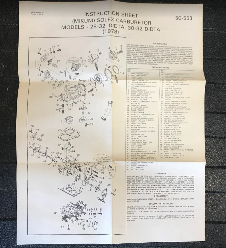 Kit de puesta a punto de carburador Bosch - CTK35 / CTK 35 - para Dodge Arrow & Colt 1978 Foto 4 de 4