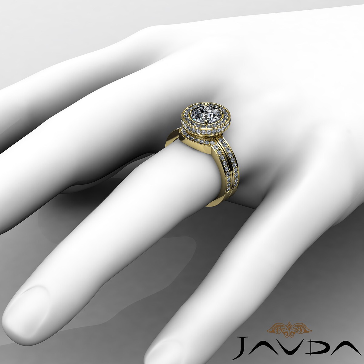 Circa Halo Pave Bridal Set Round Diamond Engagement Wedding  BRIDAL ENGAGEMENT RING WEDDING RING GG2 main image 1