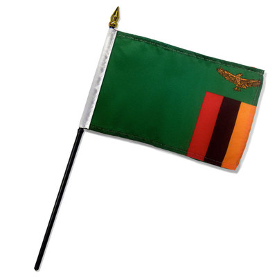 2 Pack Zambia 4''x6'' Flag Desk Table Stick