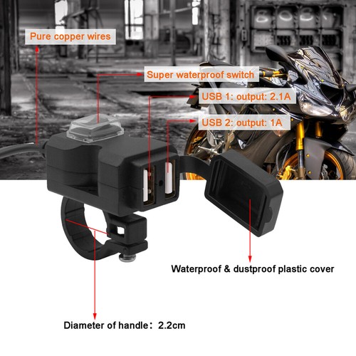 Motorcycle Mobile Phone Charger Usb Port Waterproof Power Outlet Adapter - 第 7/12 張圖片