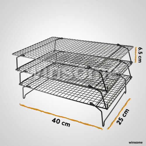 3x Stackable Cooling Tray Rack Cake Bread Biscuit Baking Kitchen Metal Wire Tool - Picture 2 of 8