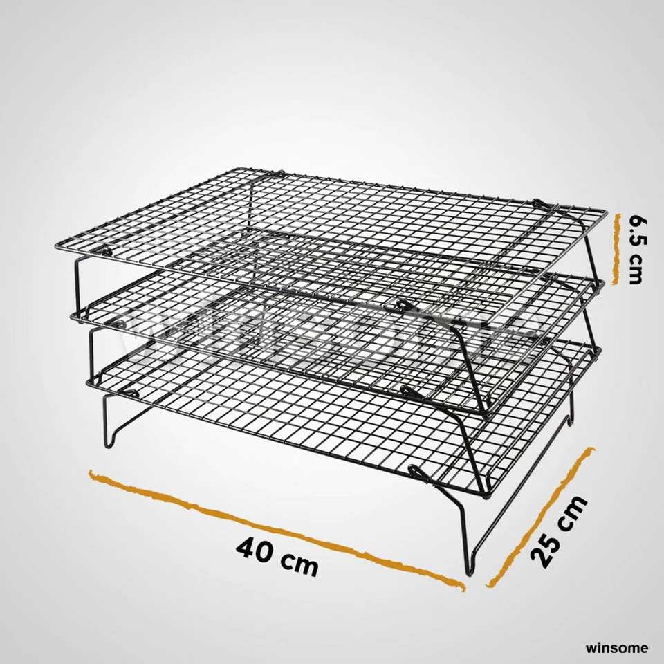 3 uds bandeja de enfriamiento apilable estante para pasteles pan galletas hornear cocina alambre de metal herramienta Foto 2 de 4
