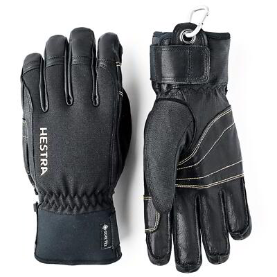 Heli Army Leather GTX Short Gore-Tex Finger Ski Gloves Black UK - Main Image