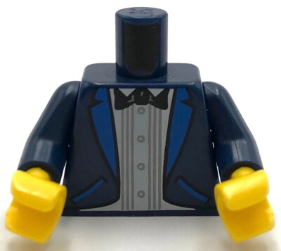 Lego New Dark Blue Torso Tuxedo Jacket w/ Blue Lapels and