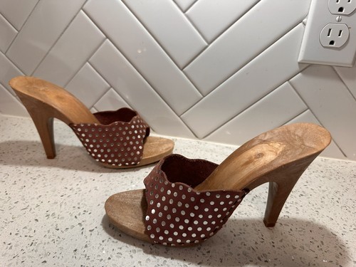 NEW Vintage 80s Candies Style Sandal High Heels Slide Sexy Brown & Silver 8 /39 - Picture 8 of 12