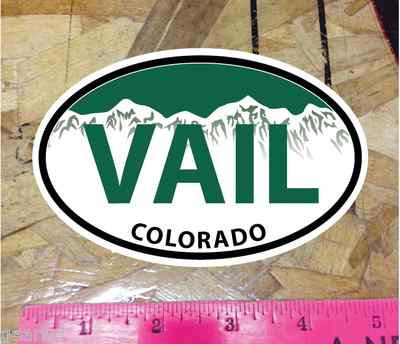 Vail Colorado Green Mountain Oval Sticker State Ski Snowboard 