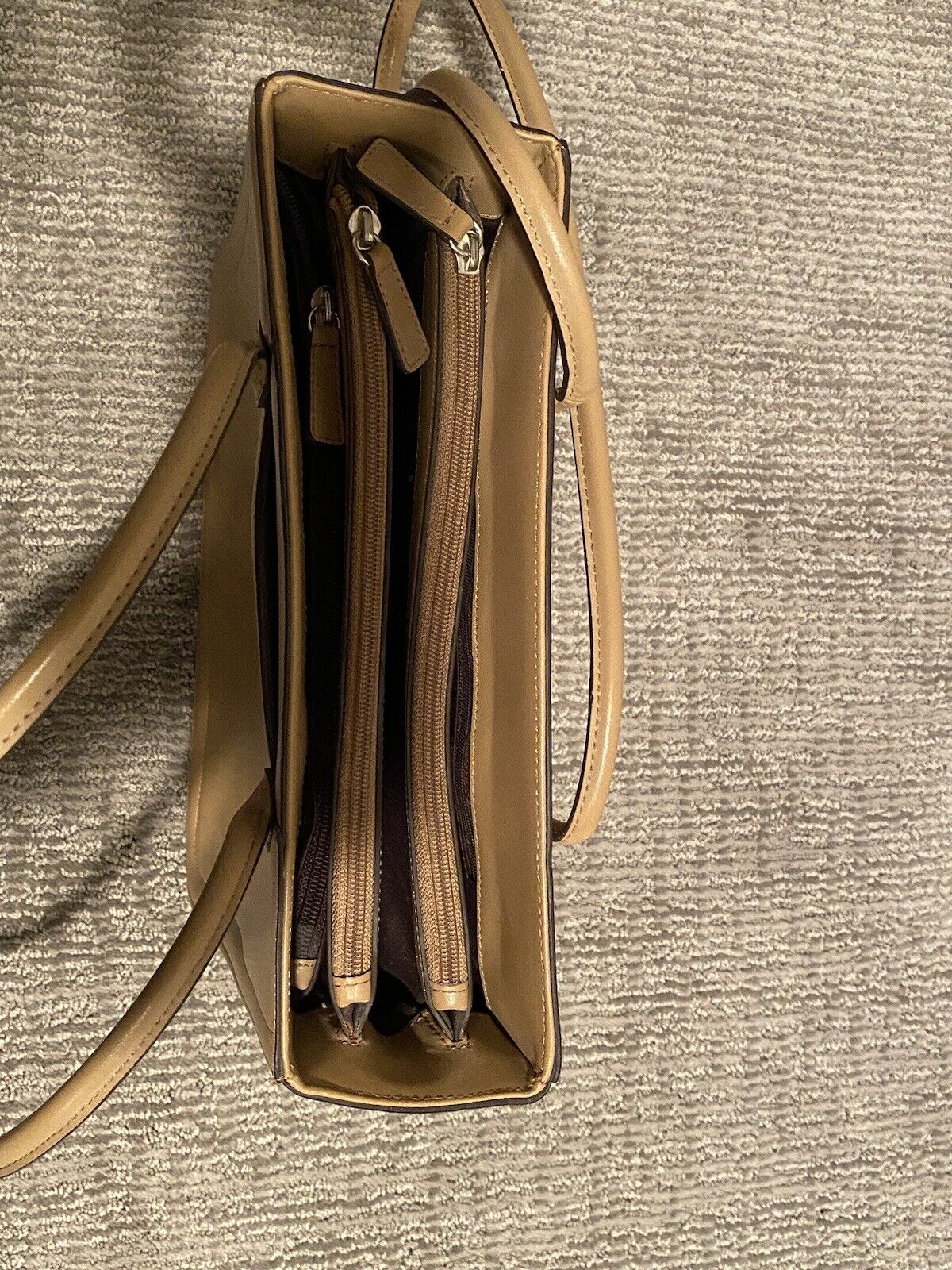 Adrienne Vittadini Tan Leather Tote Bag - image 3