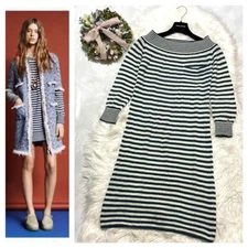 Collection Model Louis Vuitton Wool Blend Border Knit Dress Dress XS Blue white