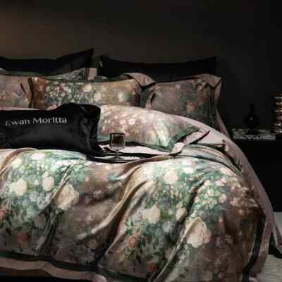 4Pcs Bedding Set Cotton Floral Duvet cover Set Bed Sheet Sheet Pillowcases Queen