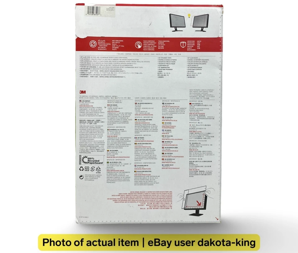 3M Anti-Glare Filter for 21.5" Widescreen Monitor (AG215W9B) NEW FACTORY SEALED - Image 4 of 4