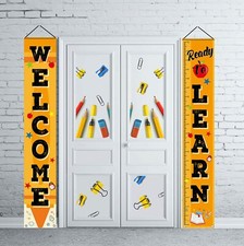 Welcome Back to School Porch Sign Banner, Back to School Party Classroom Door Ha