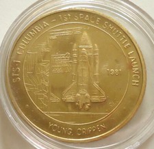 1986 NASA Space Shuttle Columbia Bronze Medal 35mm Charleston Mint
