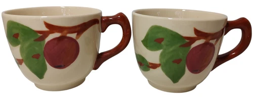 Vintage Franciscan Teacups Apple Pattern Coffee Mug Set of Two Ceramic 2.75 in