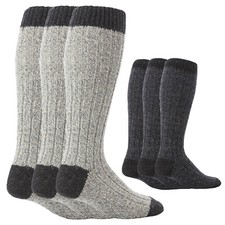Workforce - Mens Extra Long Tall Navy or Grey Wool Warm Knitted Work Boot Socks