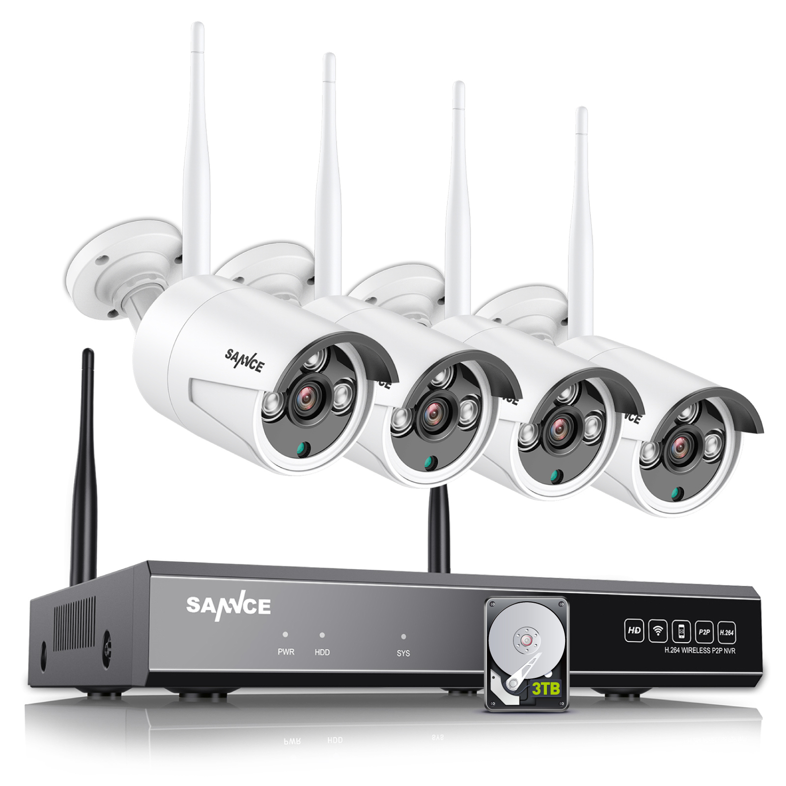 SANNCE 3MP Security Camera System Wireless Outdoor Wifi Audi