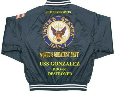 USS GONZALEZ  DDG-66 DESTROYER EMBROIDERED SATIN JACKET(BACK ONLY)