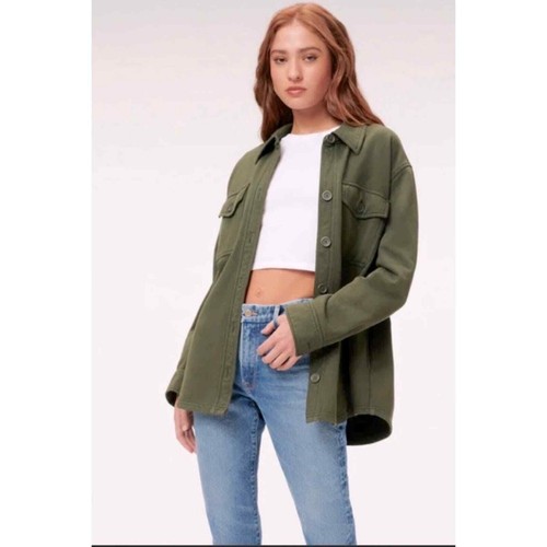 NWT Avec Les Filles Olive Green Utility Shacket Shirt Jacket L