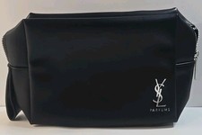 YSL Parfums Black Cosmetic/Travel Purse W 7" x H 5" NEW