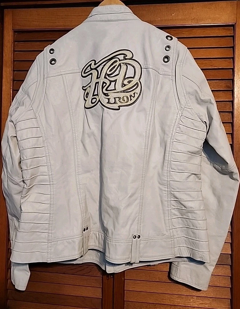 OFF WHITE Giacca Harley Davidson donna pelle di capra bianco sporco taglia 2XL HD ferro equitazione