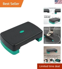 Durable 18" Aerobic Step Platform with Two Adjustable Risers - Easy Storage