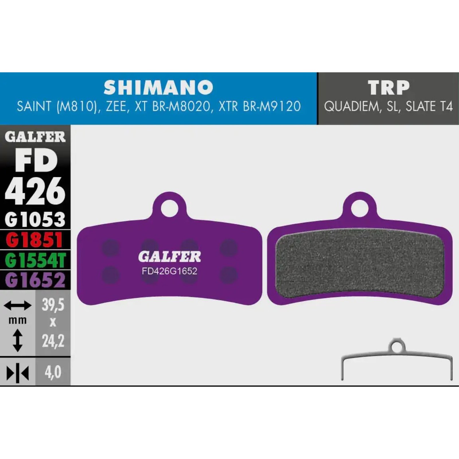 Galfer Disc Brake Pads for Shimano Saint TRP SurRon - FD426 G1652 Ebike Purple - Image 3