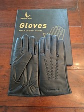 Outdoor Plus Leather Gloves Men's Black Driving Warm Brand New