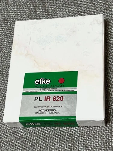 EFKE INFRARED IR 820 unopened 25 sheet box 4x5" B&W film