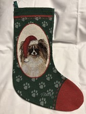 Carolina&rsquo;s Treasures Papillon Christmas Dog Stocking 18&rdquo;H-11&rdquo;W 100% Polyester