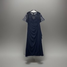 Xscape Plus Size 16W Long Formal Dress Beaded Sequin Illusion Neck Gown Evening