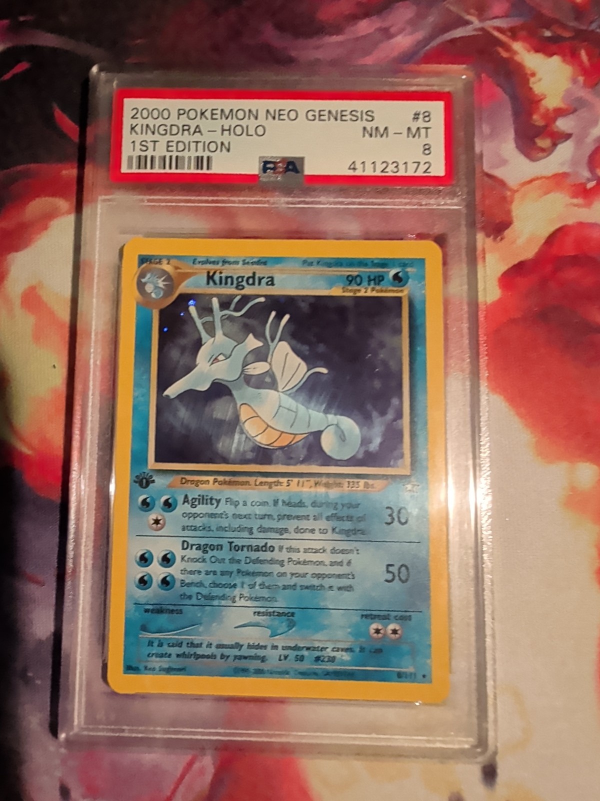PSA 8 NM-MT Kingdra 1st Edition Neo Genesis 2000 Holo WOTC