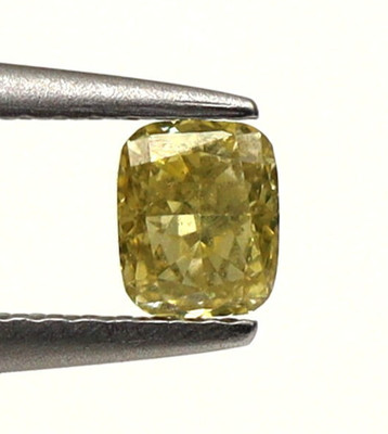 Lose Cushion Diamant 3x2 mm Gelblich Grün SI Grade 0,137 ct Natural Zertifiziert