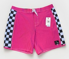 Quiksilver Original Arch 18  Boardshorts Shocking Pink Black Checked Size 36