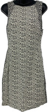 Banana Republic Womens Shift Dress Size 8 White Black Sleeveless Work Classic 