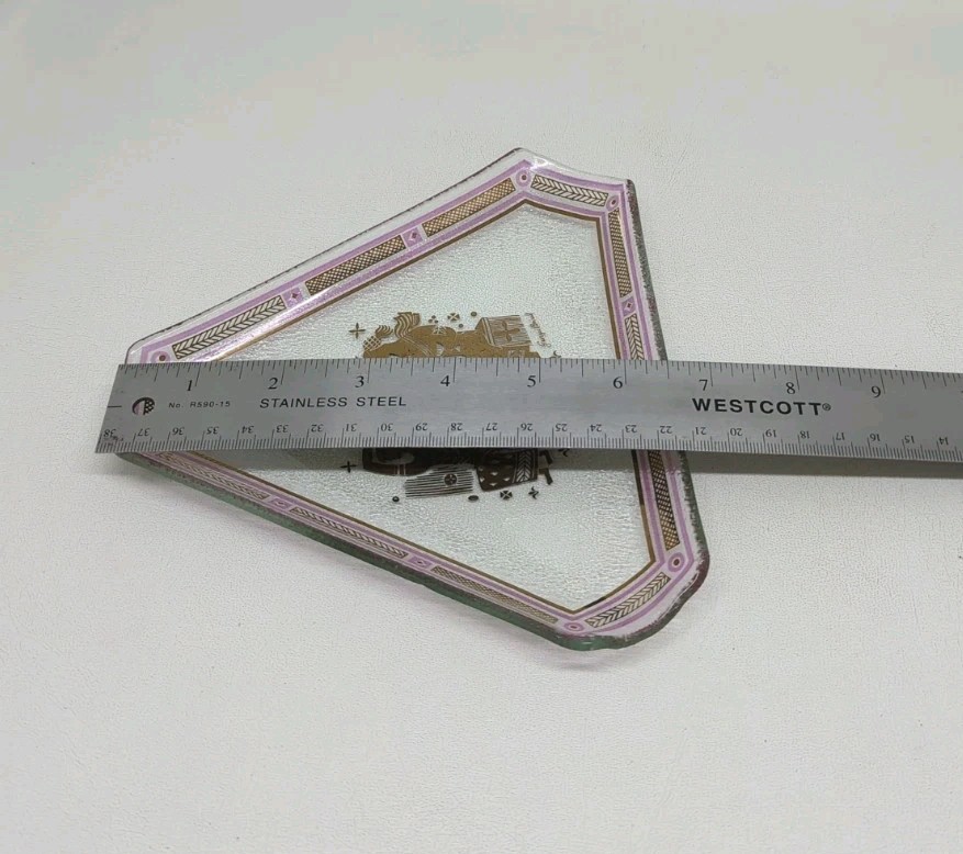 Vintage Georges Briard Triangular Glass Dish Olympia Pattern MID CENTURY HTF 7"